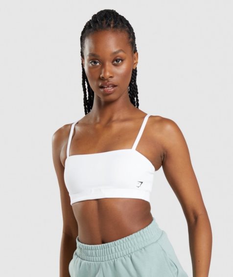 Gymshark Bandeau Női Sportmelltartó Fehér | HU-W-107