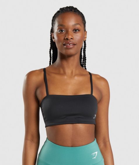 Gymshark Bandeau Női Sportmelltartó Fekete | HU-V-521
