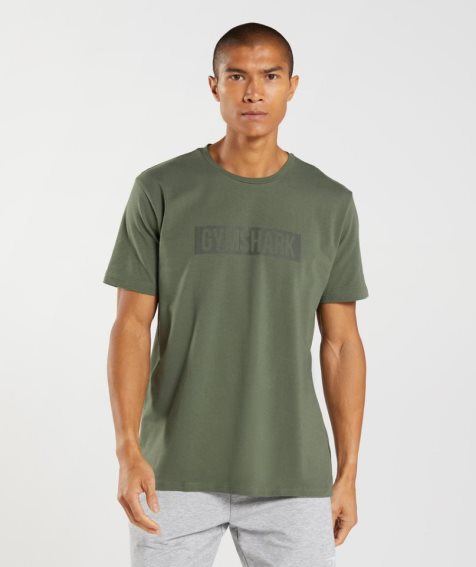 Gymshark Block Férfi Póló Olivazöld | HU-J-150