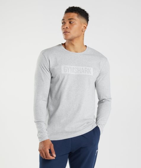 Gymshark Block Long Sleeve Férfi Póló Világos Szürke | HU-K-346