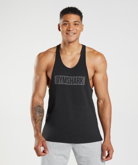 Gymshark Block Stringer Férfi Ujjatlan Póló Fekete | HU-T-128