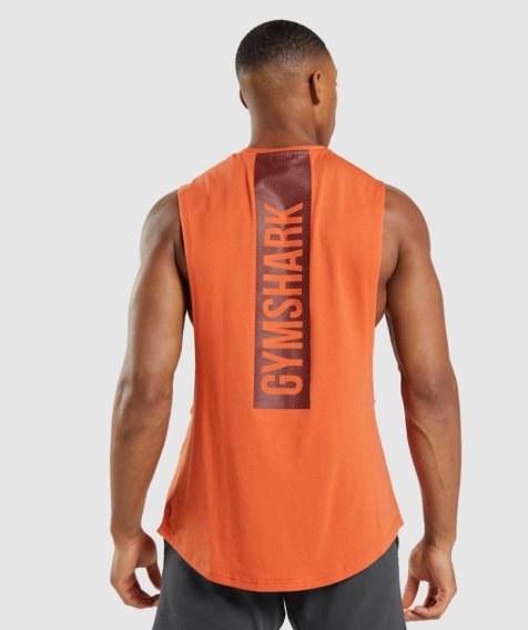 Gymshark Bold Drop Arm Férfi Ujjatlan Póló Narancssárga | HU-B-042