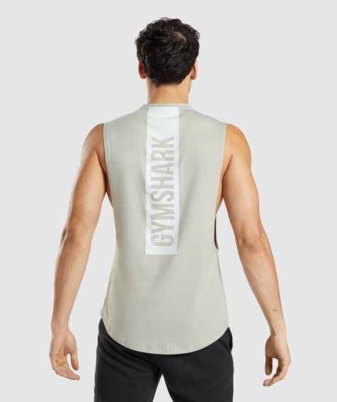 Gymshark Bold Drop Arm Férfi Ujjatlan Póló Bézs | HU-G-046
