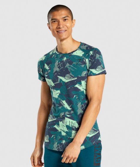 Gymshark Bold Férfi Póló Camo | HU-F-817