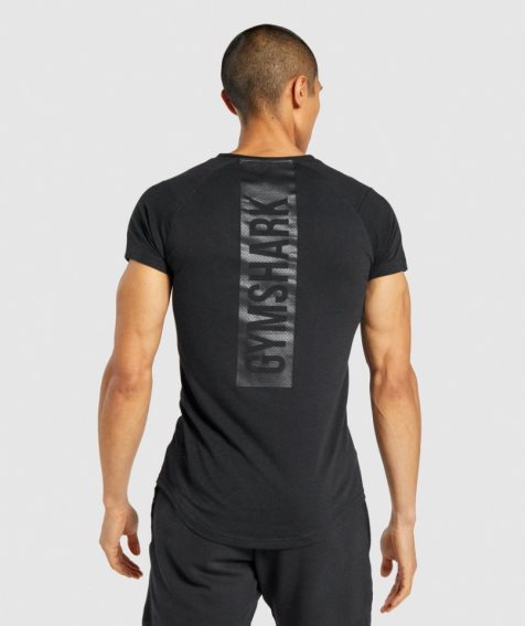 Gymshark Bold Férfi Póló Fekete | HU-B-025