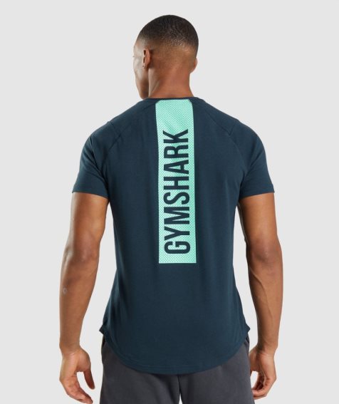 Gymshark Bold Férfi Póló Sötétkék | HU-F-629