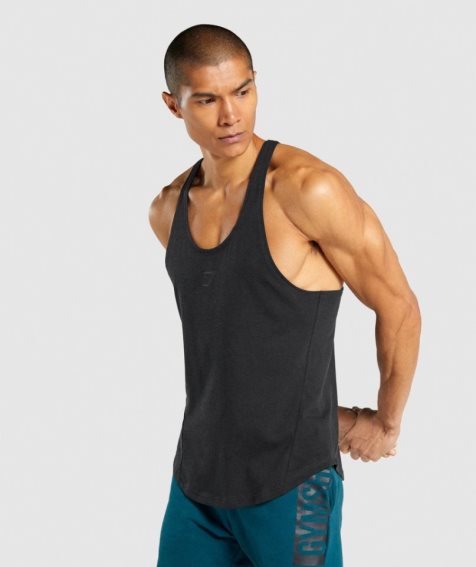 Gymshark Bold Stringer Férfi Ujjatlan Póló Fekete | HU-G-584