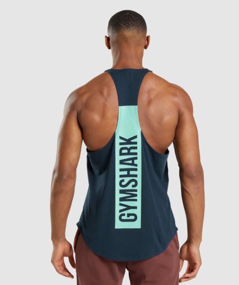 Gymshark Bold Stringer Férfi Ujjatlan Póló Sötétkék | HU-I-793
