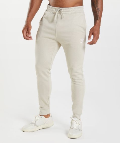 Gymshark Crest Férfi Jogger Nadrág Krém | HU-J-964