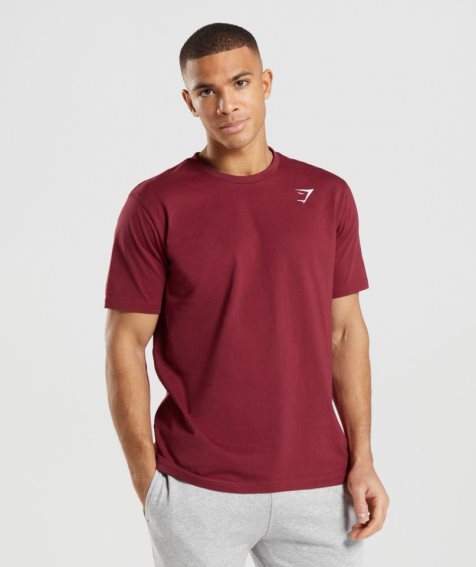 Gymshark Crest Férfi Póló Bordó | HU-G-185