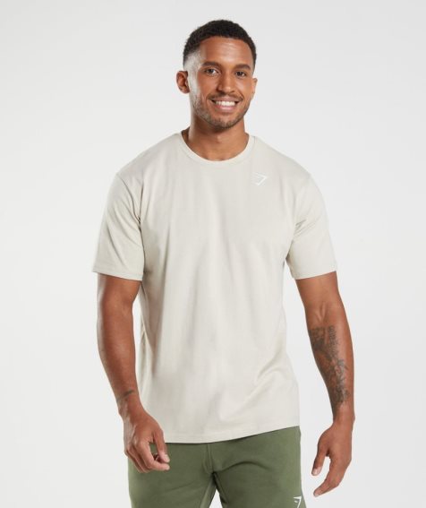 Gymshark Crest Férfi Póló Krém | HU-Y-159