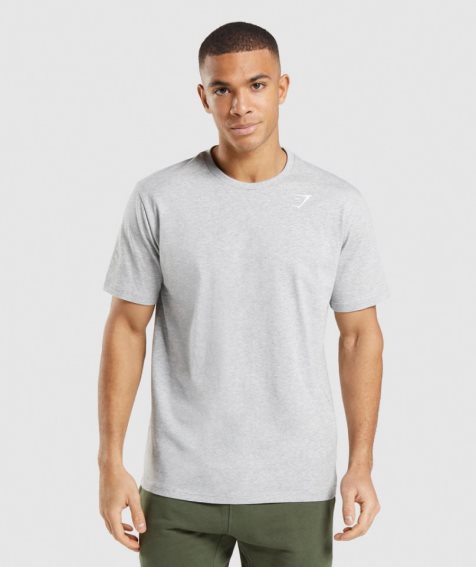 Gymshark Crest Férfi Póló Világos Szürke | HU-H-598