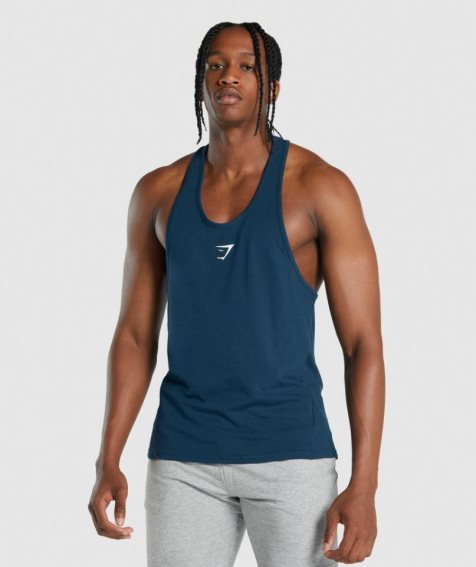 Gymshark Critical 2.0 Stringer Férfi Ujjatlan Póló Sötétkék | HU-R-074