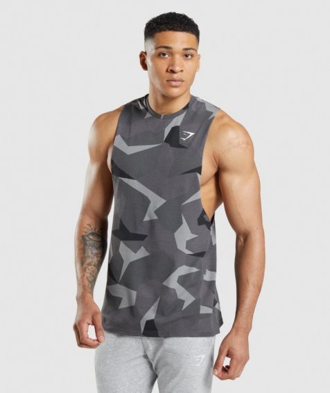 Gymshark Critical Drop Arm Férfi Ujjatlan Póló Camo | HU-A-608