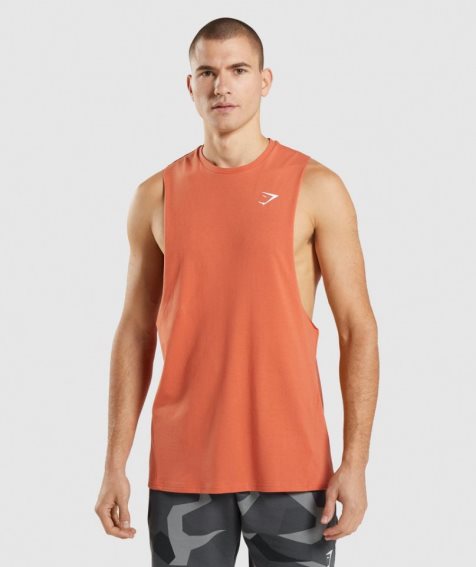 Gymshark Critical Drop Arm Férfi Ujjatlan Póló Narancssárga | HU-F-871