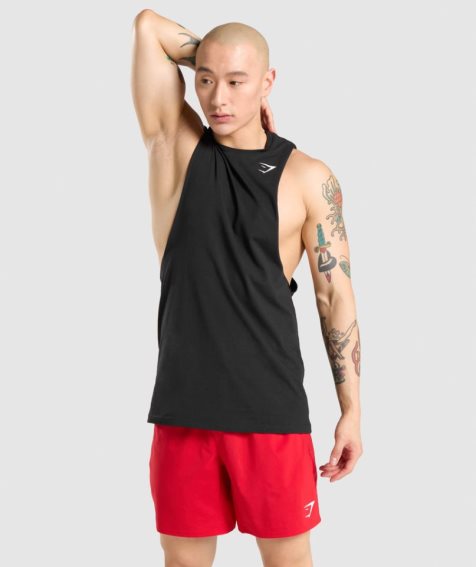 Gymshark Critical Drop Arm Férfi Ujjatlan Póló Fekete | HU-T-238