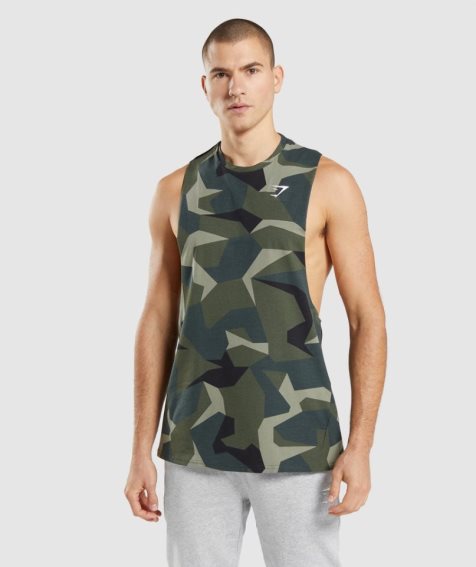 Gymshark Critical Drop Arm Férfi Ujjatlan Póló Camo | HU-U-740