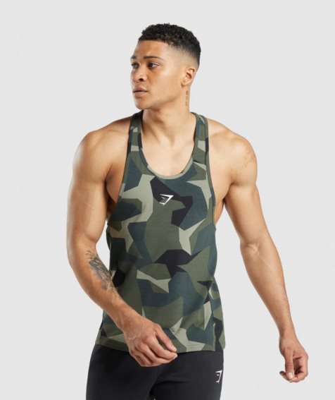 Gymshark Critical Stringer Férfi Ujjatlan Póló Camo | HU-G-471