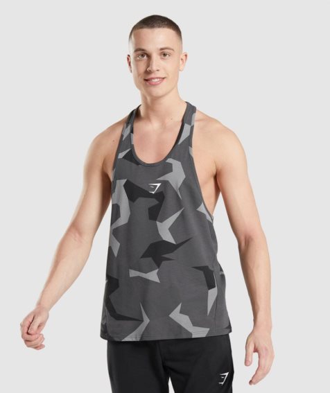 Gymshark Critical Stringer Férfi Ujjatlan Póló Camo | HU-P-260