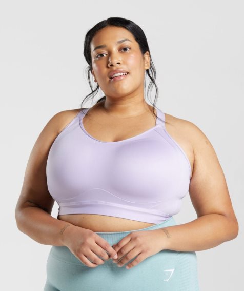 Gymshark Cut Out Back High Support Női Sportmelltartó Világos Lila | HU-I-916