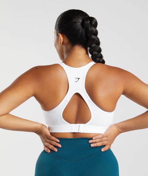 Gymshark Cut Out Back High Support Női Sportmelltartó Fehér | HU-Z-875