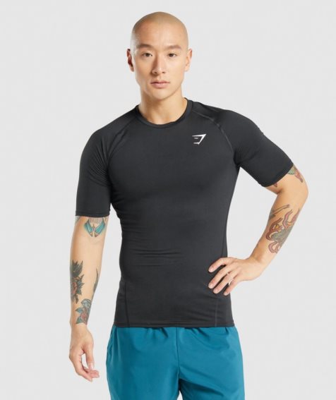 Gymshark Element Baselayer Férfi Póló Fekete | HU-A-421