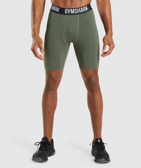 Gymshark Element Baselayer Férfi Rövidnadrág Olivazöld | HU-B-907