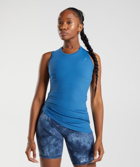 Gymshark Elevate Asymmetric Női Ujjatlan Póló Kék | HU-Q-387