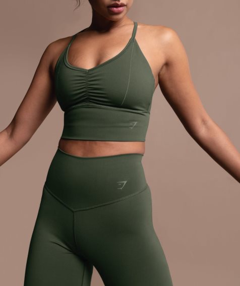 Gymshark Elevate Longline Női Sportmelltartó Olivazöld | HU-P-798
