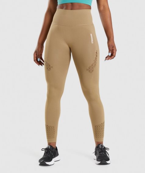 Gymshark Energy Seamless Női Leggings Világos Barna | HU-E-586