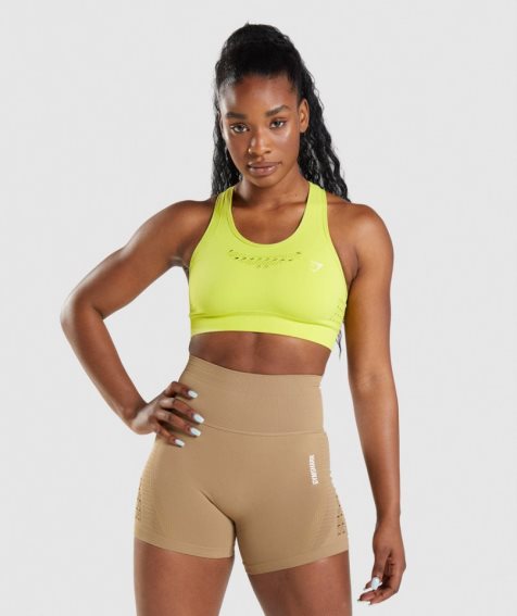 Gymshark Energy Seamless Női Sportmelltartó Sárga | HU-D-271