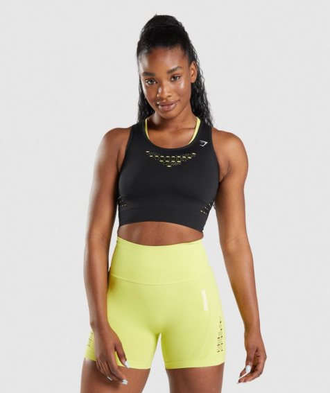 Gymshark Energy Seamless Női Vágott Felsők Fekete | HU-P-940