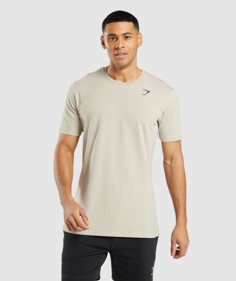 Gymshark Essential Férfi Póló Bézs | HU-T-960