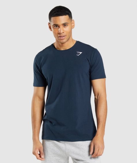 Gymshark Essential Férfi Póló Sötétkék | HU-K-280