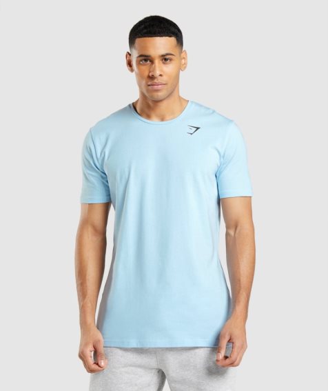 Gymshark Essential Férfi Póló Világos Kék | HU-E-453