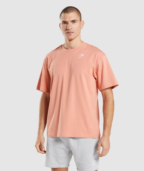 Gymshark Essential Oversized Férfi Póló Rózsaszín | HU-E-592