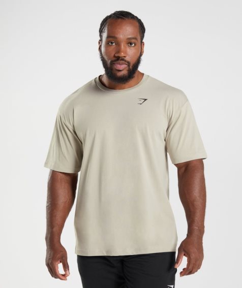 Gymshark Essential Oversized Férfi Póló Bézs | HU-G-572