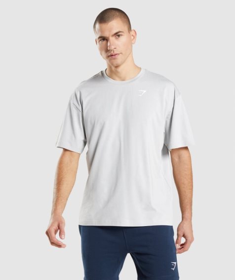 Gymshark Essential Oversized Férfi Póló Világos Szürke | HU-W-369