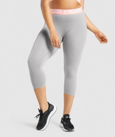 Gymshark Fit Seamless Cropped Női Leggings Világos Szürke | HU-Z-742