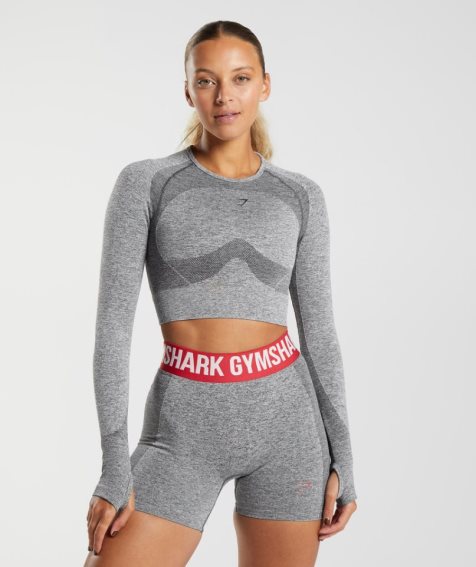 Gymshark Flex Long Sleeve Női Vágott Felsők Szürke | HU-S-247