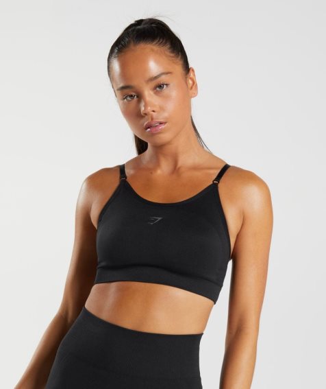 Gymshark Flex Pántos Női Sportmelltartó Fekete | HU-P-215
