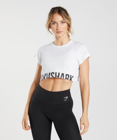 Gymshark Fraction Női Vágott Felsők Fehér | HU-V-382