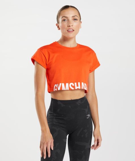 Gymshark Fraction Női Vágott Felsők Narancssárga | HU-E-715