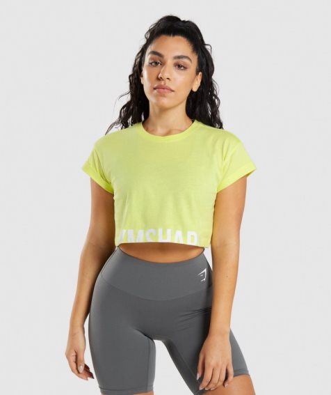 Gymshark Fraction Női Vágott Felsők Sárga | HU-L-856