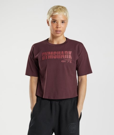 Gymshark GS10 Year Midi Női Vágott Felsők Bordó | HU-M-041