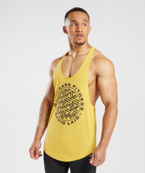 Gymshark GS x David Laid Stringer Férfi Ujjatlan Póló Sárga | HU-A-912