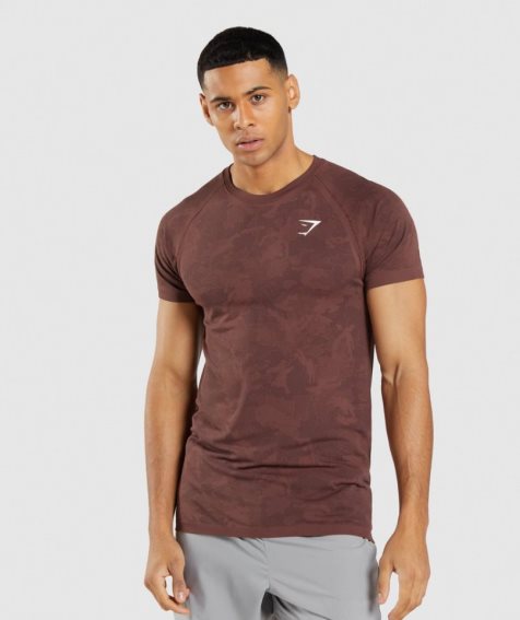 Gymshark Geo Seamless Férfi Póló Barna | HU-Y-573
