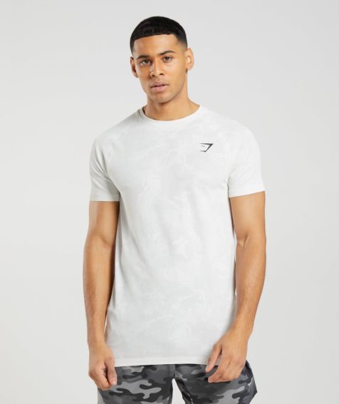 Gymshark Geo Seamless Férfi Póló Fehér | HU-W-982