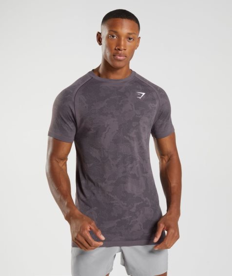 Gymshark Geo Seamless Férfi Póló Lila | HU-D-209
