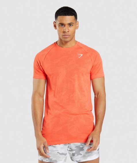 Gymshark Geo Seamless Férfi Póló Narancssárga | HU-V-742